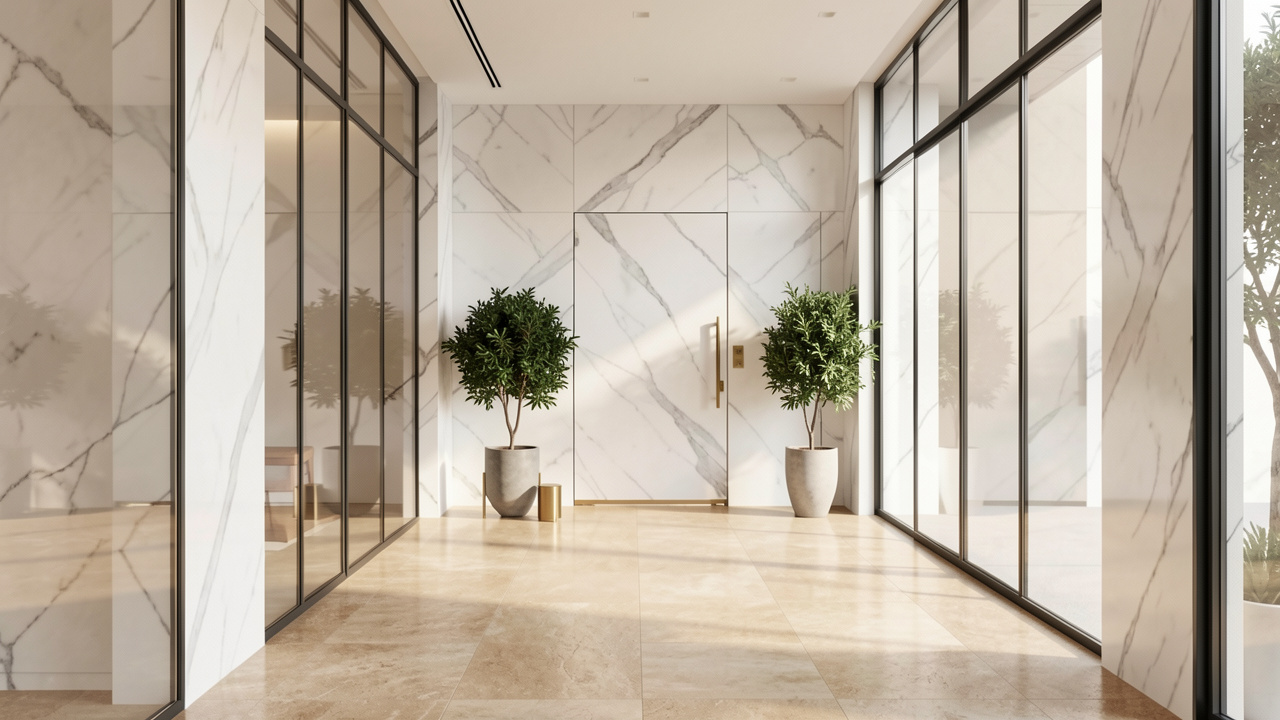 Marbre et vitrage : comment sublimer une entrée, une salle de bains ou une vitrine ?